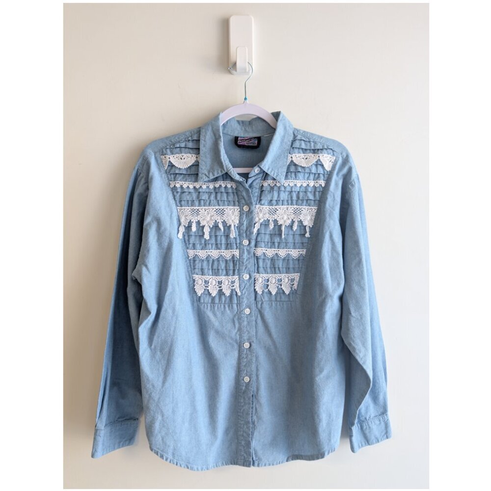 Vintage Ranch and Town Panhandle Slim button down shirt with lace doilies